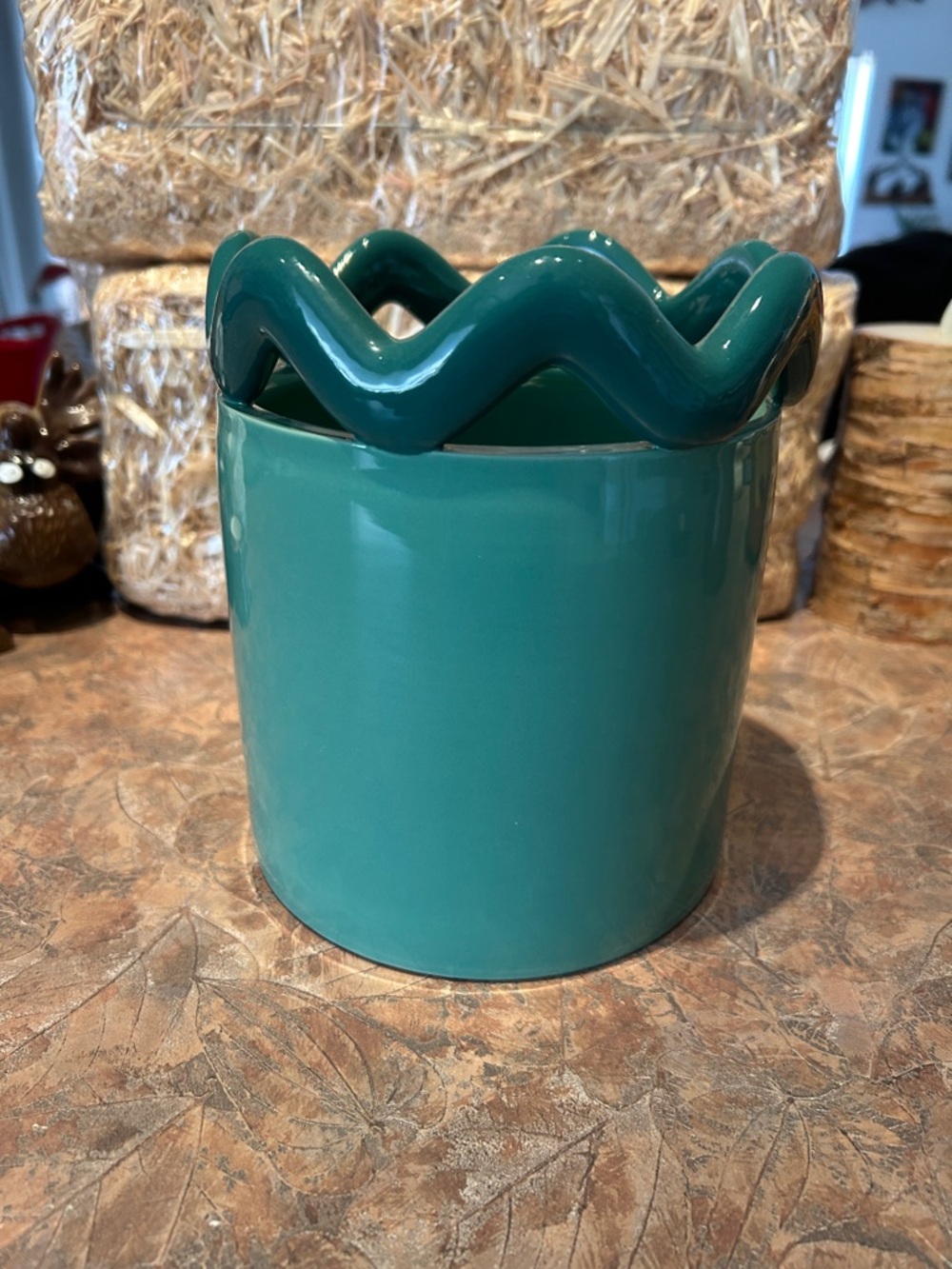 Peyson 7” Ceramic Planter in a Two Tone Green Lily Color New with Tags